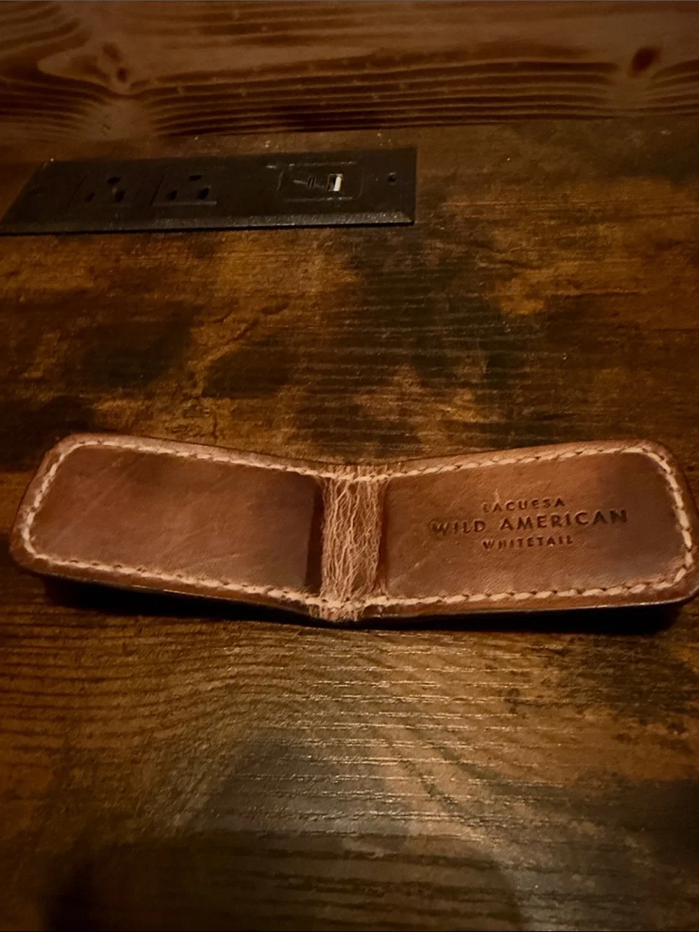 Brown Leather Whitetail hide money clip